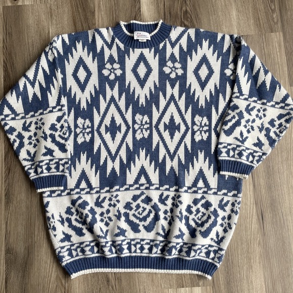 Vintage New Addition Maternity Women's Sweater Large‎ 80s Knit Blue 3/4 Sleeve - Picture 1 of 6